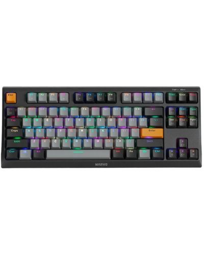 Tastatură mecanică Marvo - KG980-B, Blue switches, RGB, neagră - 1