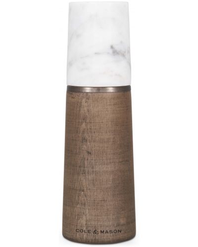 Moară de piper Cole & Mason - Marmură, 18,5 x 6 cm, lemn și marmură albă - 1