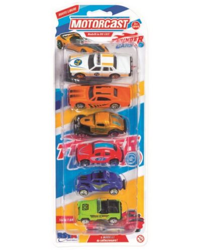 Mașini metalice RS Toys - Motorcast, set de 6 bucăți, 1:64 - 1