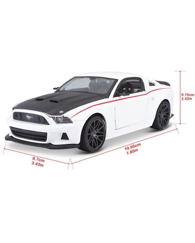 Mașinuță metalică Maisto Special Edition - Ford Mustang Street Racer 2014, albă, 1:24 - 9