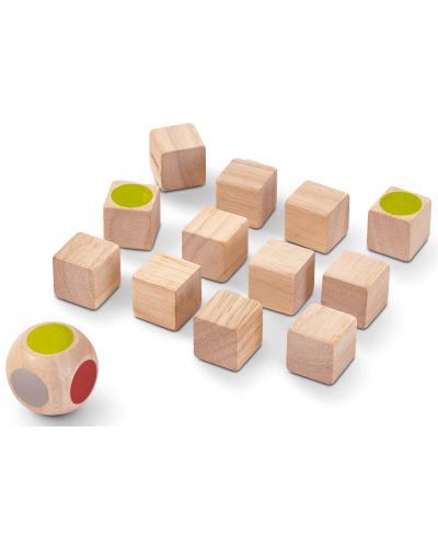 Joc de memorie cu cubulete din lemn PlanToys - Memoreaza culorile - 1