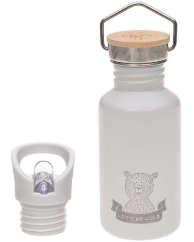 Sticlă metalică Lassig - Adventure Bear, 500 ml, gri - 1