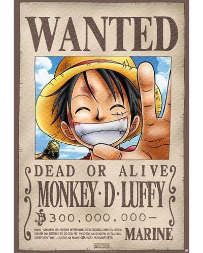 Poster metalic ABYstyle Animation: One Piece - Luffy Wanted Poster - 1