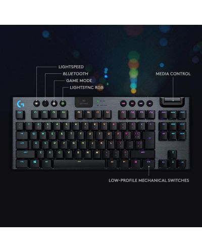 Tastatura mecanica  Logitech - G915 TKL, clicky, neagra - 7