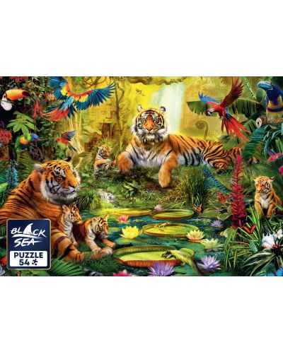 Mini puzzle Black Sea de 54 piese - Familia de tigri - 2
