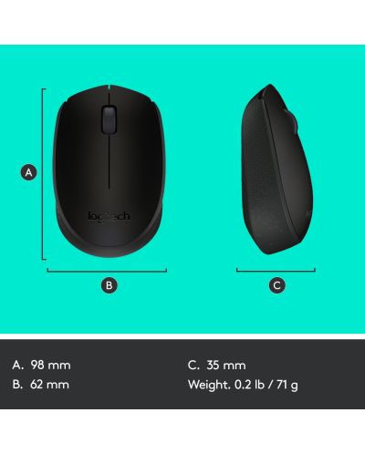 Mouse Logitech - M171,  optic, wireless, negru - 10