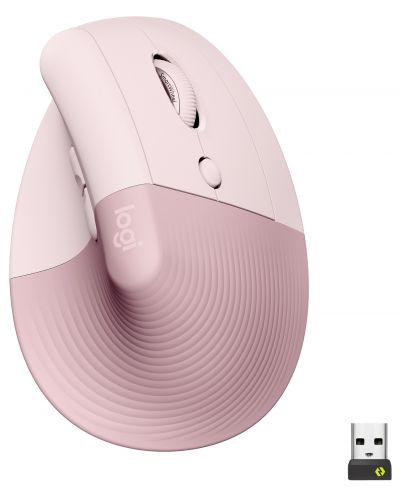 Mouse Logitech - Lift Vertical EMEA, optic, wireless, roz - 1
