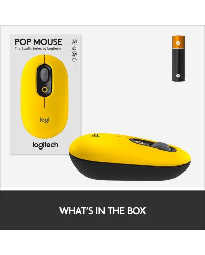 Mouse Logitech - POP, optic, wireless, galben - 8