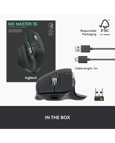 Mouse Logitech - MX Master 3S, optic, wireless, Grafit | Ozone.ro