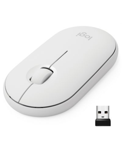 Mouse Logitech - Pebble M350, optic, 1000 dpi, wireless, alb - 1