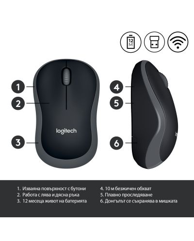 Mouse Logitech - M185, gri - 8