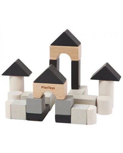 Set mini cuburi din lemn PlanToys, 24 buc. - 1