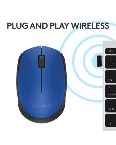 Mouse Logitech - M171, optic, wireless, albastru - 7
