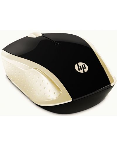 Mouse HP - 200 Silk Gold, optic, wireless, negru/auriu - 2