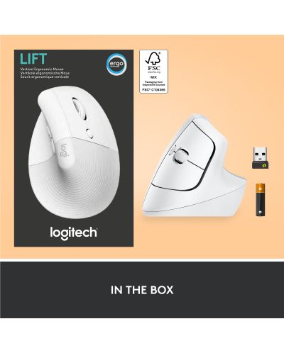 Mouse Logitech - Lift Vertical EMEA, optic, wireless, alb - 8