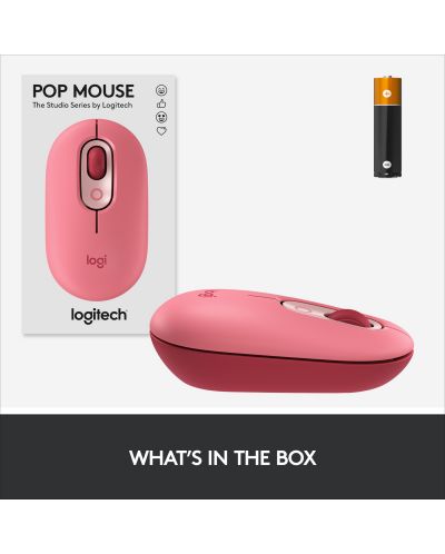 Mouse Logitech - POP, optic, wireless, roz - 8