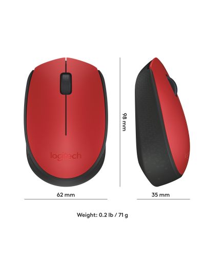 Mouse Logitech - M171, optic, wireless, rosu - 9