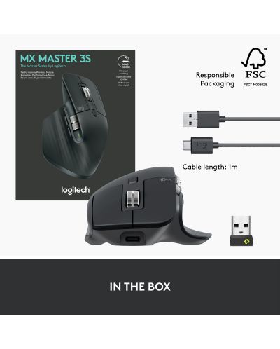 Mouse Logitech - MX Master 3S, optic, wireless, Grafit - 13