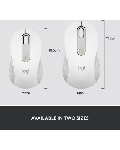 Mouse Logitech - Signature M650 L, optic, wireless, alb - 10