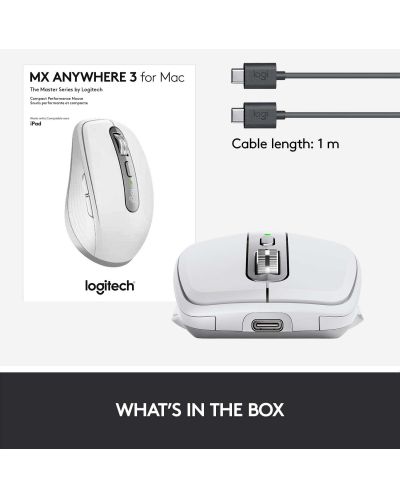 Mouse Logitech - MX Anywhere 3 For Mac, alb/argintiu - 10