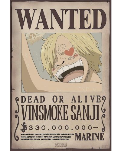 Mini poster GB eye Animation: One Piece - Sanji Wanted Poster (Series 2) - 1