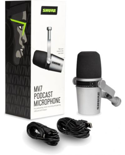 Microfon Shure - MV7, argintiu | Ozone.ro