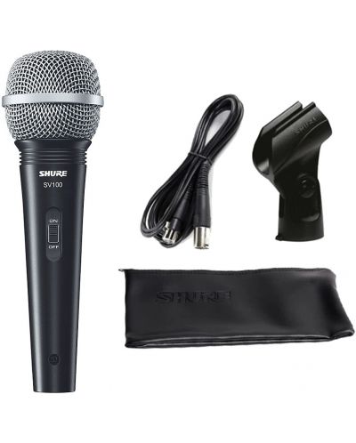 Microfon Shure - SV100A, cablu + clema + husa, negru - 1