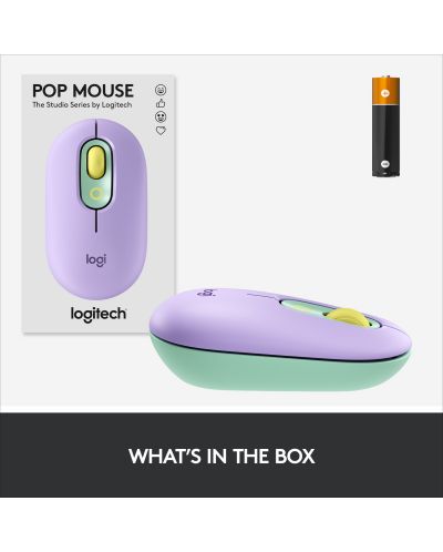 Mouse Logitech - POP, optic, wireless, mov/ verde - 8