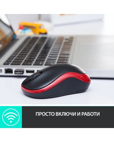Mouse Logitech - M185, wireless, rosu - 7