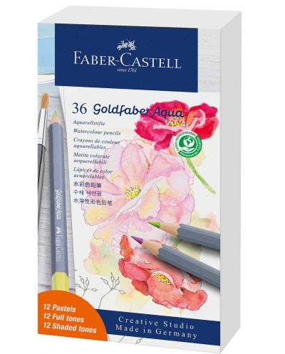 Creioane Faber-Castell Goldfaber Aqua - 12 culori pastel și 24 culori standard - 1