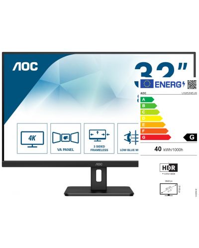 Monitor AOC - U32E2N, 31.5", 4K UHD, LCD, Anti-Glare, negru - 10