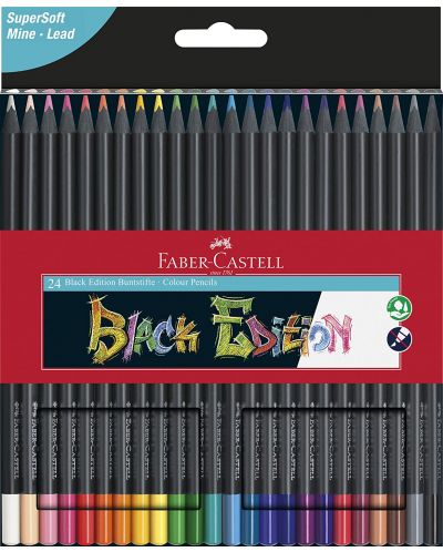 Creioane colorate Faber Castell - Black Edition, 24 culori - 1
