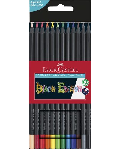 Creioane colorate Faber Castell - Black Edition, 12 culori - 1