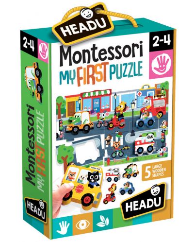 Puzzle educativ Headu Montessori - Primul meu puzzle, In oras - 1