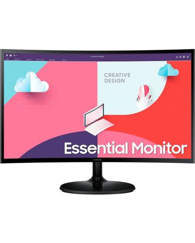 Monitor Samsung - Essential S3 S36C 24C364, 24'', FHD, VA, Curved, negru - 1