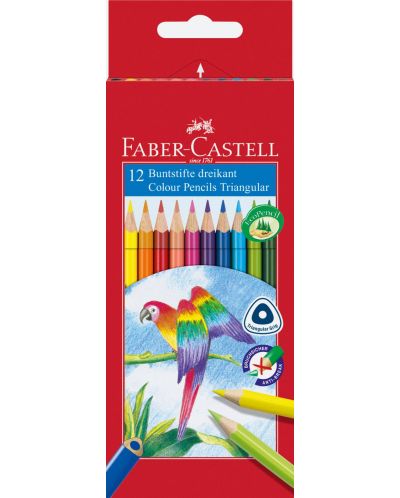 Creioane Faber-Castell - Triangular, 12 culori - 1