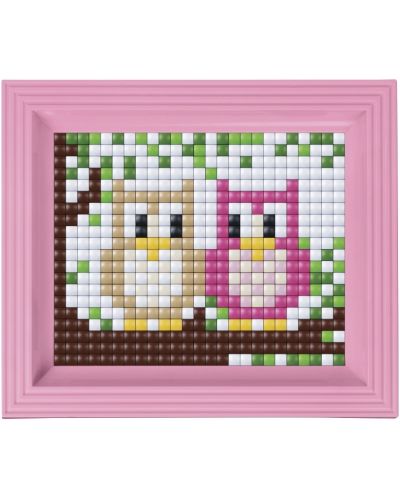Mozaic cu ramă și pixeli Pixelhobby - Pereche de bufnițe, 500 de bucăți - 1