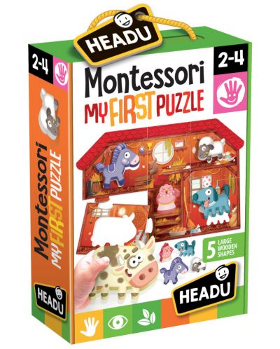 Puzzle educativ Headu Montessori - Primul meu puzzle, Ferma - 1