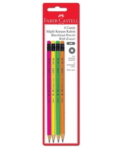 Creion Faber - Candy, cu radiera, fluorescent, HB, sortiment - 2