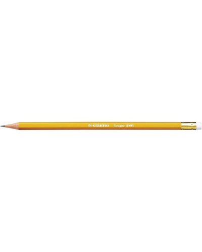 Creion Stabilo Swano - HB, galben, cu gumă de șters  - 1