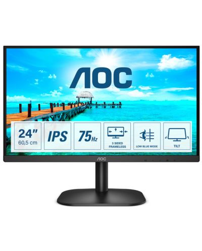 Monitor AOC - 24B2XD, 23.8", FHD, 75Hz, IPS, Anti-Glare, Swivel - 1