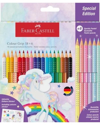 Creioane Faber-Castell Grip 2001 - 18+6 culori strălucitoare - 1