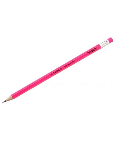 Creion Stabilo Swano - HB, roz, cu gumă de șters - 1