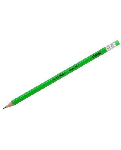 Creion Stabilo Swano - HB, verde, cu gumă de șters  - 1