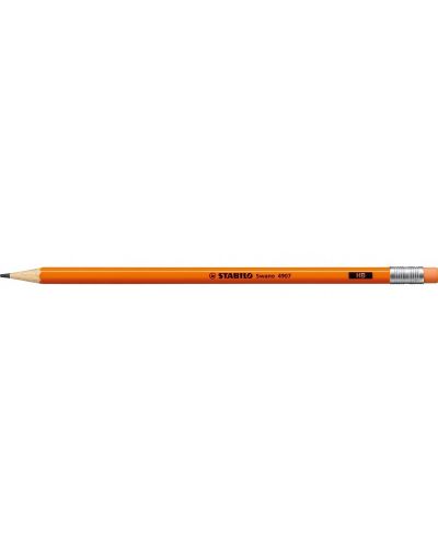 Creion Stabilo Swano - HB, portocaliu, cu gumă de șters - 1