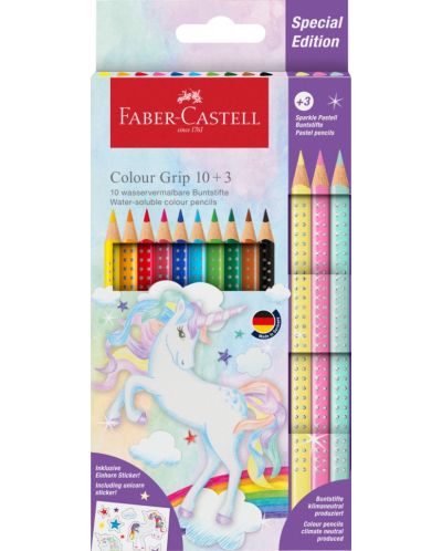 Creioane Faber-Castell Grip 2001 -10+3 culori strălucitoare - 1