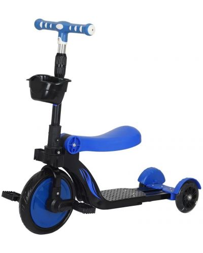 Triciclu multifuncțional 3 în 1 Ocie - roată de echilibru, triciclu și scuter Fire, albastru - 1