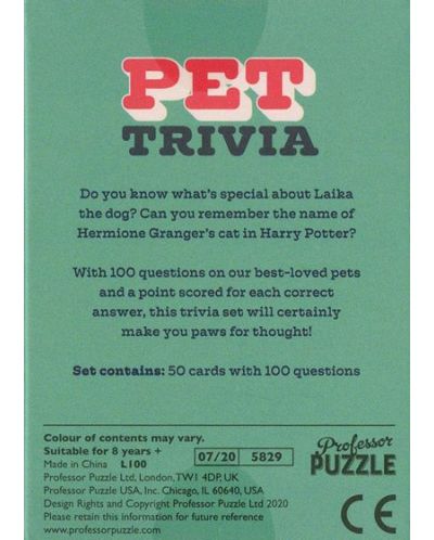 Joc de societate Professor Puzzle - PET Trivia - 2