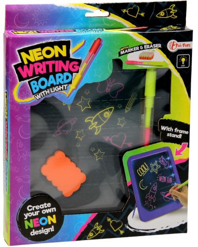 Placă strălucitoare cu neon Toi Toys - Cu marker și burete - 1