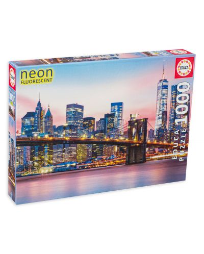 Puzzle neon Educa din 1000 de piese - Podul Brooklyn - 1